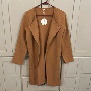 NWT Camel color long cardigan, size L